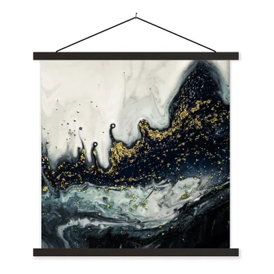 Produktbild von MuchoWow® Textilposter Marmor - Abstrakt - Gold - Luxus 120x120 cm mit schwarzem Rahmen - Aufhängungsset