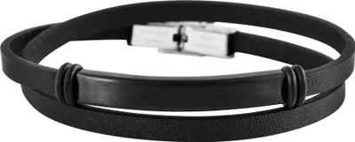 Produktbild von Akzent Wickelarmband aus Echtleder mit Edelstahlgravurplatte, 42 cm