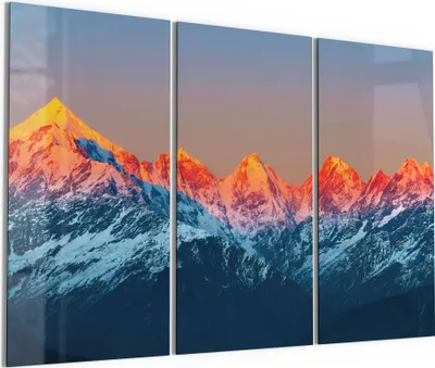 Produktbild von DEQORI Glasbild Echtglas 3x50x100 cm 'Panchchuli in Abendsonne' Wandbilder XXL groß