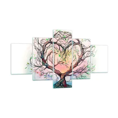 Produktbild von Bilder auf glas - Baum Herz Natur Bild - 125x70cm - Glasbilder - Wandbilder - Kunstdruck - zum Aufhängen bereit - Wanddekoration aus Glas - Glas Bilder - Wandbild auf Glas - 5 Teile - GEA125x70-3007