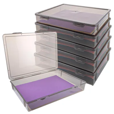 Obrázok produktu pre Sada 6 úložných boxov na dokumenty - formát A4 - plastové, priehľadné, čierne - stohovateľné archívne boxy - 32 x 23 x 5 cm