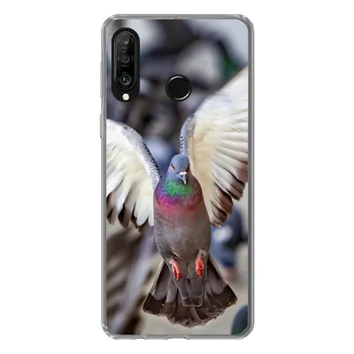 Produktbild von MuchoWow® Handyhülle Schutzhülle Hülle für Huawei P30 Lite Nahaufnahme einer fliegenden Taube Silikon Softcase Handy Hülle - Handyhülle