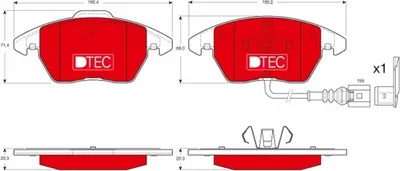 Zdjęcie produktu dla Klocki Hamulcowe Vw Przód Cc/Eos/Golf/Jetta/Passat/Polo 03- Klocek Zew 156Mm!!!! Z Czujnikiem Dtec Cotec