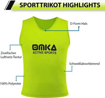 Produktbild von 6er Set OMKA Fußball Leibchen Lätzchen Trainingsleibchen Markierungshemd Fußballleibchen für Kinder Jugend und Erwachsene, Farbe:Gelb, Bibs:Junior (M)