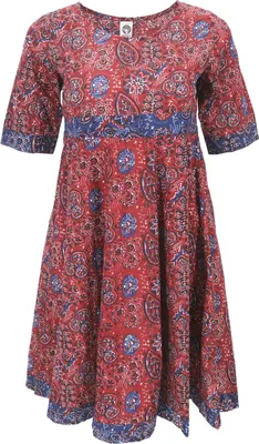 Produktbild von Boho Minikleid, Sommerliches Minikleid, Baumwollkleid - Rostrot, Damen, Baumwolle, Größe: XL