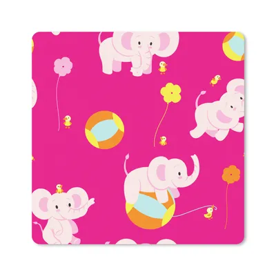Produktbild von MuchoWow® Mauspad Mousepad Elefant - Blumen - Muster 30x30 cm - Mousepads - Maus Mat - Pad - Mausunterlage - Gaming