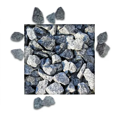 Produktbild von 25 kg Granitsplitt Hellgrau Gartensplitt Ziersplitt Deko Granit Dekoration Splitt Körnung 16/22 mm