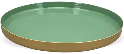 Image de Plateau avec bord doré Assiette décorative Coupe décorative verte Ø 15x1 cm