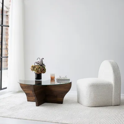 Produktbild von Skye Decor, Amphora - Walnut, Couchtisch, Nussbaum, 100 % gehärtetes Glas, 92 x 92 x 35 cm