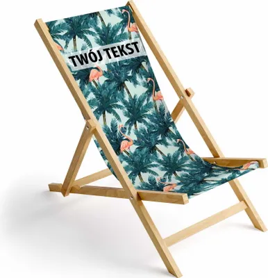 Zdjęcie produktu dla LEŻAK flamingi wśród palm z Twoim tekstem L27
