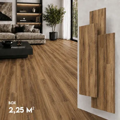 Produktbild von SPC Vinylboden 5mm Klick Vinyl wasserfest Holzoptik Bodenbelag mit Trittschalldämmung für Küche Bad Wohnzimmer