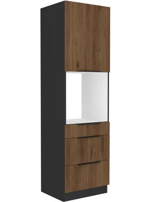 Obrázek produktu pro Skříň na vestavnou troubu se šuplíky TOVA - šířka 60 cm, ořech okapi / černá