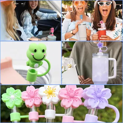 Obrázek produktu pro Allecto Premium – opakovaně použitelné silikonové kryty na brčka – 9 kusů – pro Stanley Cup Tumbler – 10 mm – ochrana brčka – kompatibilní s 30 a 40 oz – příslušenství