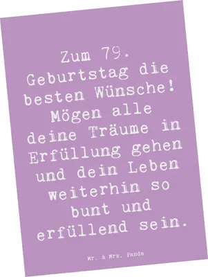 Produktbild von Mr. & Mrs. Panda Grußkarte Spruch 79. Geburtstag - Lavendeltraum - Geschenk, Happy Birthday, Geburtstagsglück, Postkarte, Ansichtskarten, besondere Anlässe, Jubiläum
