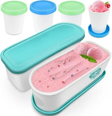 Produktbild von Stapelbare Eisbehälter mit Deckel für Selbstgemachtes Eis und Wassereis - 1,5 Liter