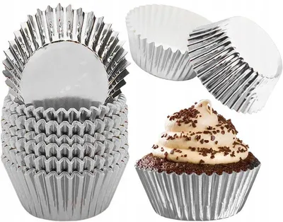 Produktbild von PartyPal Muffinförmchen Papier Backförmchen Silber 100 Stück