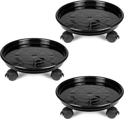 Produktbild von Famanu Pflanzenroller 30cm Kunststoff - Pflanzgefäß mit Rollen - Schwarz