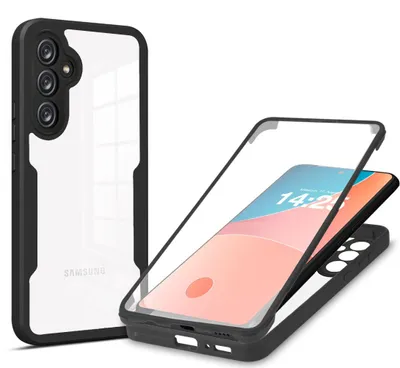Produktbild von 360 Grad Rundum Schutz Handyhülle für Samsung Galaxy A55 5G Full Cover Vollschutz Case Farbe: Schwarz