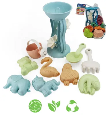 Produktbild von WOOPIE Sandspielset mit Windrad und Gießkanne, 10-teilig. BIOLOGISCH ABBAUBARES, BIOLOGISCHES MATERIAL