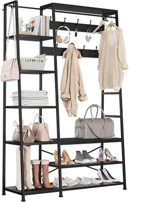 Imagen del producto de Perchero con zapatero, barra para colgar ropa, armario
