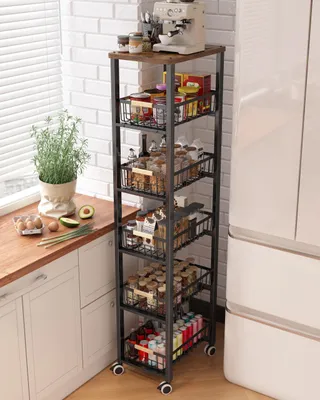 Zdjęcie produktu dla Wózek kuchenny na kółkach, metalowy wózek do przechowywania z szufladami