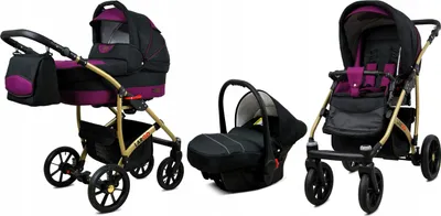 Obrázek produktu pro BabyLux® Largo | Kocárek 3v1 Set | Black Purple | Kocárek Kombi | Kocárkový set | Buggy