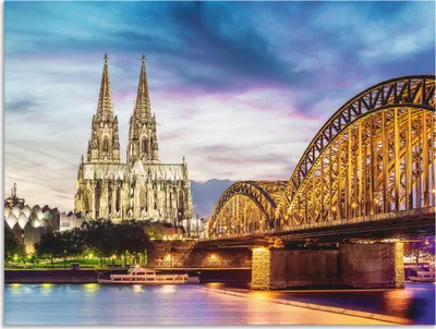 Produktbild von ARTland Wandbild Alu für Innen & Outdoor Dom und Brücke in Köln Größe: 80x60 cm