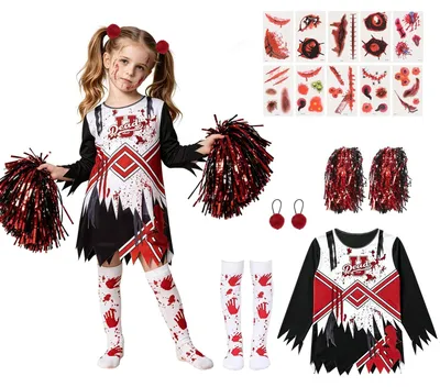 Zdjęcie produktu dla Strojek cheerleaderki zombie dla dziewczynek, z akcesoriami