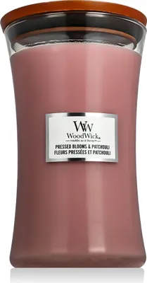 Image de WOODWICK Kerze - GEPRESSTE BLÜTEN & PATCHOULI
