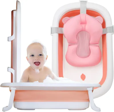 Zdjęcie produktu dla Wanienka Dla Dzieci Składana Nicekids Silikonowa Różowa Poduszka