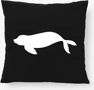 Produktbild von Huuraa Kissen Robbe Silhouette 40x40cm mit Füllung Black Baumwolle Dekokissen Geschenkidee