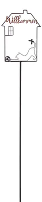 Produktbild von TrendLine Gartenstecker Haus Willkommen Katze Metall 115 x 18 cm schwarz