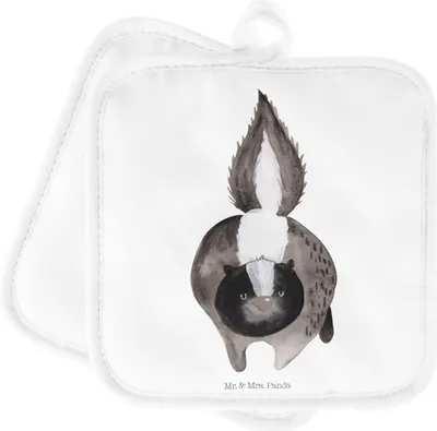 Produktbild von Mr. & Mrs. Panda Topfuntersetzer Stinktier Angriff - Weiß - Geschenk, Topflappen, Stinker, Drohung, Ofenlappen, Set, wütend, topfhalter, Raubtier, Topflappenset, Wildtier