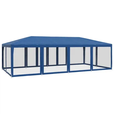 Produktbild von vidaXL Partyzelt mit 12 Mesh-Seitenteilen Blau 8x4 m HDPE