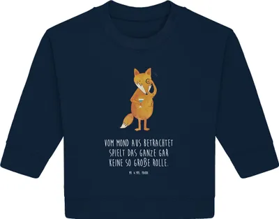 Produktbild von Mr. & Mrs. Panda Organic Baby Pullover Fuchs Lord 6. - 12. Monat - French Navy - Geschenk, Spruch Lustig, Schick, Cocktail, Neugierig, Füchse, Bullover