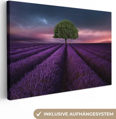 Produktbild von OneMillionCanvasses® - Leinwandbilder - 150x100 cm, Lavendel - Baum - Lila, Wandbilder Kunstdruck Wanddekoration