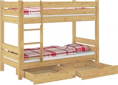 Produktbild von Etagenbett mit Überlänge 100x220 Hochbett Kiefer teilbar Rollrost Bettkästen 60.16-10-220T80S2
