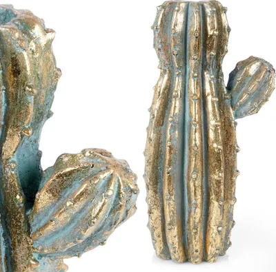 Produktbild von Vilde Blumenvase Dekovase Kaktusvase Vase für Blumen goldener Kaktee 41,5 cm