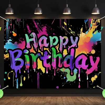 Image de Guirlande lumineuse pour anniversaire, format 210x150 cm, en polyester