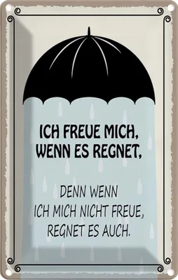 Produktbild von vianmo Blechschild 30x20 cm ich freue mich wenn es regnet Dekoration Spruch Zitat