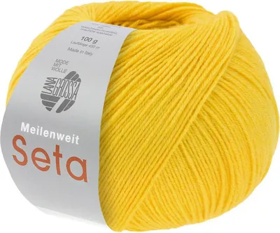 Produktbild von Lana Grossa MEILENWEIT 100 g SETA 4-fach Sockenwolle mit Seide, hochwertiges Garn Farbe 048 - Sonnengelb