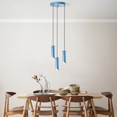 Produktbild von Opviq, Kesik - 6916 - Light Blue, Kronleuchter, METALLKÖRPER, Hellblau, 114 x 30 x 30 cm