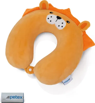Produktbild von Löwe Nackenkissen mit Memory Schaum, Reisekissen, Nackenhörnchen, ergonomisch, Bezug abnehmbar | PETEX