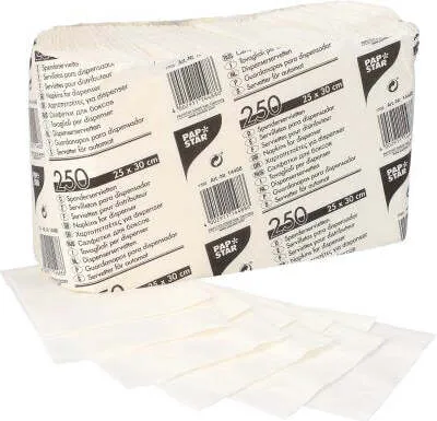 Produktbild von Papstar Spenderservietten, 1-lagig 25 cm x 30 cm weiß, 32 x 250 Stück