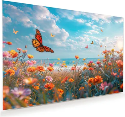 Produktbild von Glasbild 90x60cm in XXL für Wohnzimmer, Schlafzimmer Motiv Sommerblumenwiese
