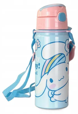Obrázok produktu pre Detská hliníková fľaša Cinnamoroll s popruhom na nosenie, 600 ml, viacfarebná  Detská, viacfarebná, univerzálna veľkosť