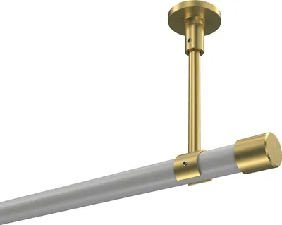 Produktbild von Interdeco Gardinenstange / Vorhangstange Weiß / Messing-Optik, Typ Sonette Santo (Kappe) ohne Ringe, Deckenmontage, 20 mm Ø 1-läufig, 200 cm