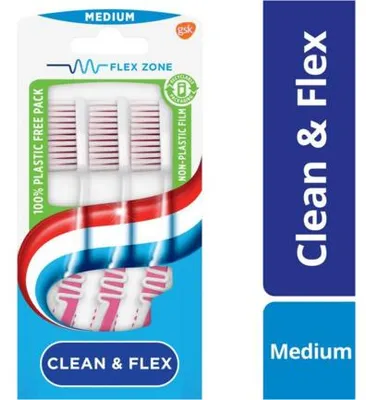 Imagen del producto de Cepillo de dientes Aquafresh Clean & Flex, tamaño medio (pack de 3 unidades)