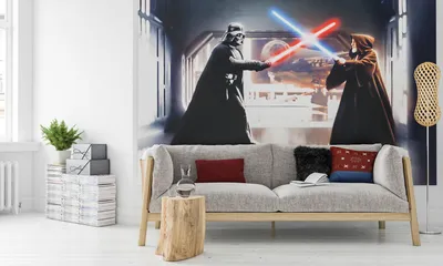 Produktbild von Komar Digitaldruck Vliestapete "Star Wars Vader vs. Kenobi", bunt, 300 x 200 cm; 007-DVD3