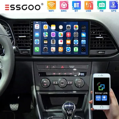 Productafbeelding van Android 14 autoradio voor Seat Leon 5F1 5F5 (2012-2020) met GPS-navigatie, WiFi, Bluetooth, CarPlay, Android Auto, 9-inch touchscreen, 2 DIN, 4x45 Watt vermogen en handsfree functie